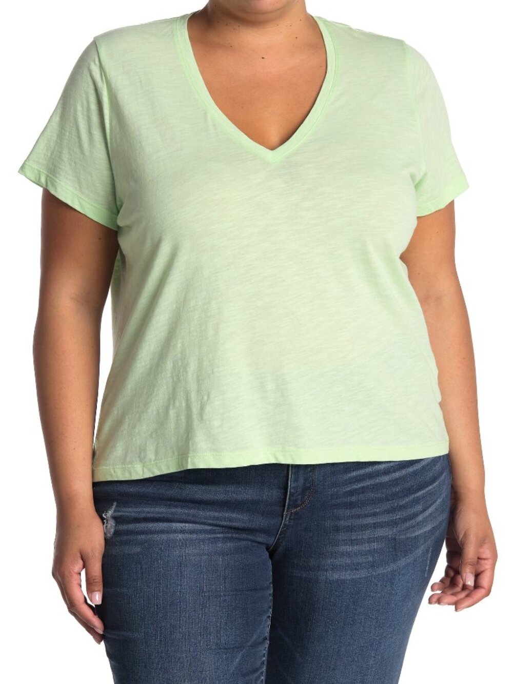 Madewell Slub Knit V-Neck T-Shirt Short Sleeve Tee Top Mint Green Size 2X NEW
